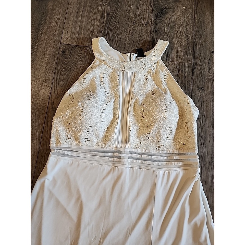 NW NIGHTWAY prom bridesmaid formal dress stretch Sequin Halter Sheer Sexy Sz 14W